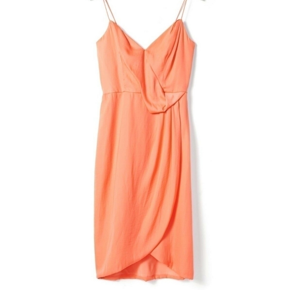 Banana Republic Coral Dream Strappy Drape-Front Dress Size 2